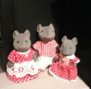 Calico Critters/sylvanian Families Vintage Thistle - Thorn Gray Mice Family/