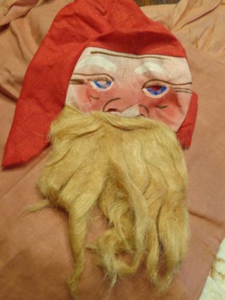 Antique Santa Costume W/cotton Trim Mask W/full Beard 20s/30s