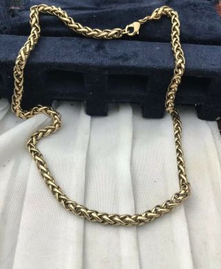 Antique Vintage Long Gold Wheat Style Fancy Link Jewellery Necklace Chain 18 "