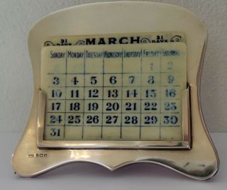 1930 Art Deco 925 Sterling Silver - Perpetual Desk Calendar With Cards