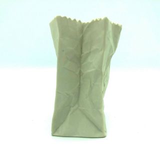 Small Ceramic Paper Bag Vase Off - White 4.  25 