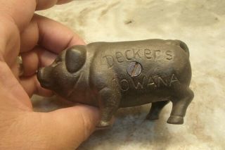 Piggy Bank Advertising Deckers Iowana Antique Cast Iron Still Bank Mason City Ia