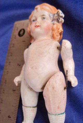 Vintage German Porcelain Doll 2 Wire Jointed Miniature 4 