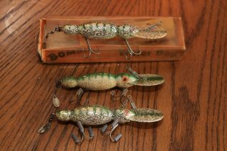 Vintage Wooden Fishing Lures - Bomber - Water Dog Christmas Tree Glitter