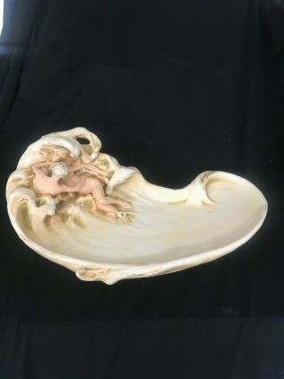 Royal Dux Porcelain Figure Centerpiece Nude Lovers In Pond 15 " Length 665