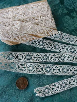 Wow French Antique Lace Val Trim Almost 3 Yards Needle Made Cluny Maltese