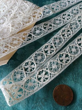 WOW French Antique Lace Val Trim almost 3 yards needle made Cluny Maltese 2