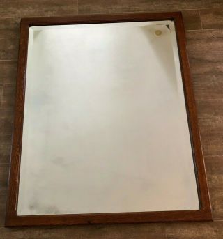 Vintage Mirror 37 X 45 " Wood Framed Extra Large Wall Mission Arts And Crafts