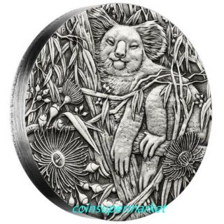 Australia 2017 Koala $2 2 Oz Pure Silver High Relief Antique Antiqued Proof Coin