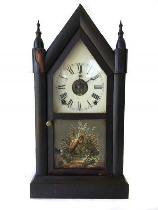 Rare Gothic Style American Shelf Clock By Welch With Alarm Feature