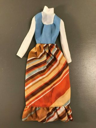 Vintage Barbie 1977 Best Buy Fashion 9622 - Mod Blue Brown White Striped Dress