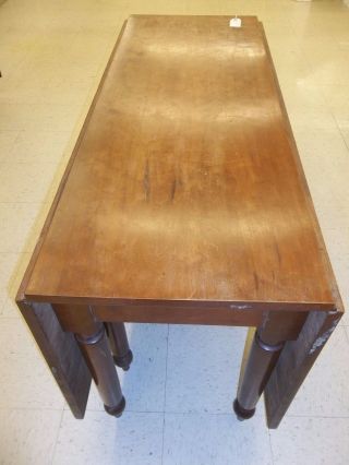 1830 ' s Antique Solid Cherry Dropleaf Dining Table Hand Turned Legs 2
