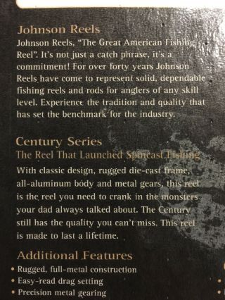 JOHNSON CENTURY 100B 45th Year Anniversary Edition SPINCAST REEL 7