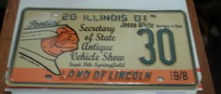 Illinois 2001 Antique Vehicle Show License Plate