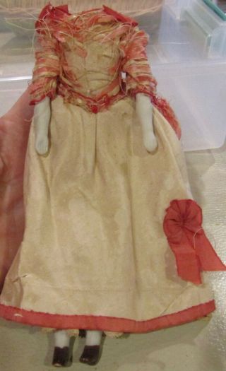 G364 Antique German Doll Body 7 " Tall,  1 3/4 " Across For China Head,  Bisque Or?