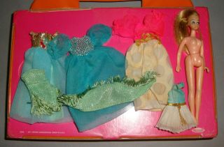 Vintage Dawn Doll With Gowns Dresses And Case