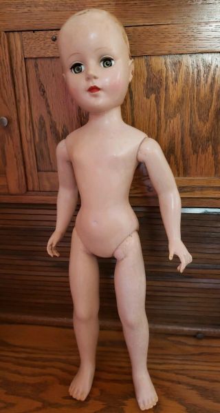 1950s Vintage Hard Plastic 20 " Inch Doll.  Nude.  No Wig.  Green Eyes.  Unmarked