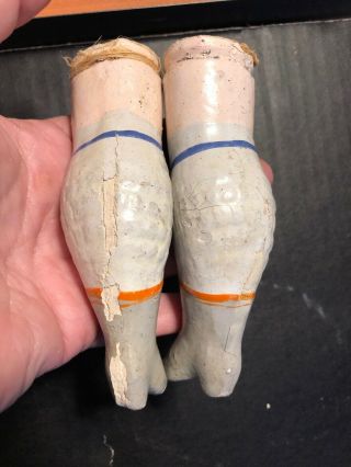 Antique Larger Paper Mache Lower Doll Legs w/Painted Boots 4