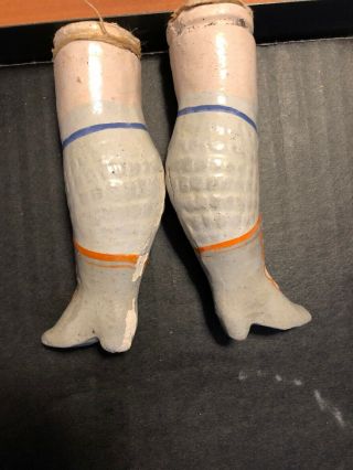 Antique Larger Paper Mache Lower Doll Legs w/Painted Boots 5
