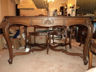 Solid Oak Antique Dining Table - Hand Carved - No Chairs - Table Only