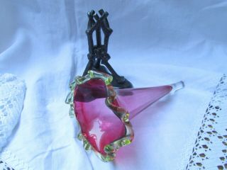 Antique Victorian Cranberry Glass Epergne vase & Stand Aesthetic Movement 1880 ' s 2