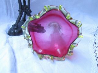 Antique Victorian Cranberry Glass Epergne vase & Stand Aesthetic Movement 1880 ' s 6