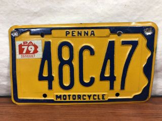 Barn Find Vintage 1979 Pennsylvania Antique Motorcycle License Plate 79 Pa.  Tag