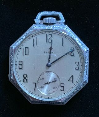 Vintage Elgin Pocket Watch 17 Jewels Octagon Case Serial 29432760 Size 12s