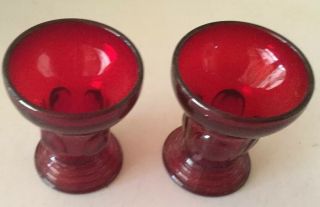 Antique Ruby Red Glass Egg Cups -