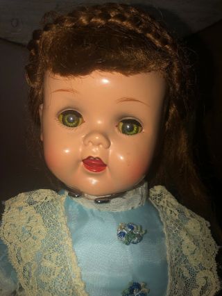 Vintage Ideal Saucy Walker Cry Sleep Green Eyes Auburn Doll 16”