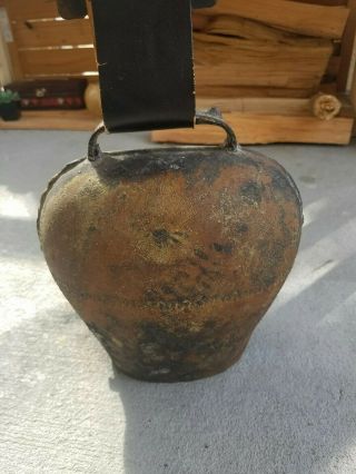Vintage Swiss Style Cow Bell,  Hand Forged,  Large With Decorative Trim,  Antique