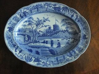 Antique Early 19thc Spode Blue & White Caramanian Pattern Sauce Tureen Stand