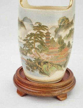 Japanese SATSUMA Signed Early 20th C Bucket Well Vase 8 1/2 Inches Tall 3