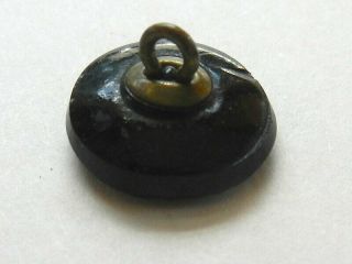 Pretty Little Antique Black Glass Button Faceted Moon and Star 9/16” 4