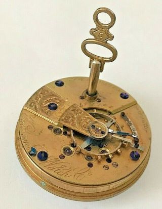 18s - Antique 1870 Waltham Key Winding Pocket Watch Movement W.  Seconds Register