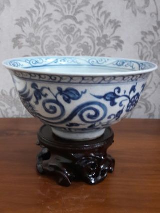 Chinese Antique Ming Blue and White Phoenixs Bowl 2