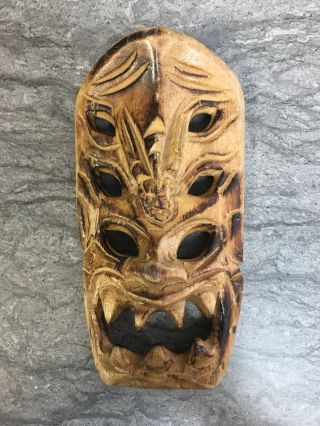 Vintage Hand Carved Wood Mask.  Tribal Mask Made In The Philippines