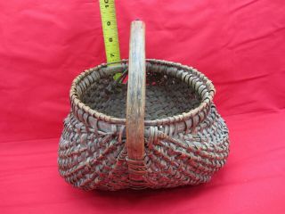 Vintage Antique Primitive Woven Basket Splint Buttock Large 9 " Gathering Egg