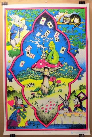 Vintage Blacklight Poster Alice In Wonderland Scorpio 1790 Psychedelic 1970s Ex