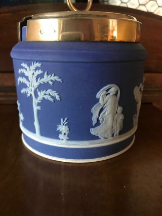 Antique Wedgwood Cobalt Blue Jasperware Brewster Marmalade Jar C 1908, 4