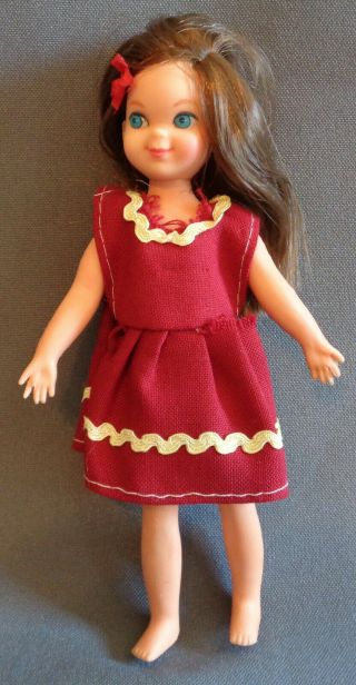 Vintage 1960s Barbie Family Little Sister Tutti 6 " Doll Brown Hair Blue Eyes