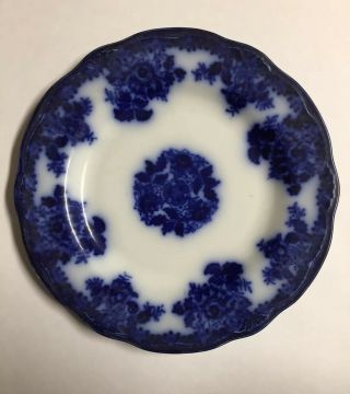 Antique Wharf Pottery Flow Blue 9” Plate Waldorf Pattern 1892