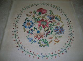 Large Vintage Hand Embroidered In Silks Picture Jacobean Style ?