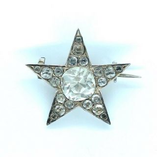 Antique Star Brooch Of Pave Set Paste Diamonds