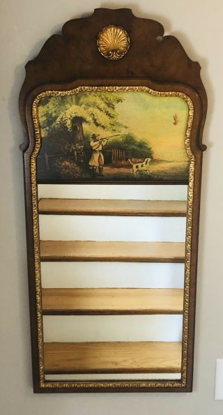 Southampton Queen Anne Walnut Trumeau Mirror with Painting Of Hunting Scene 4