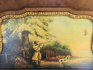 Southampton Queen Anne Walnut Trumeau Mirror with Painting Of Hunting Scene 5