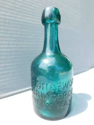 Antique Blob Top Soda Water Bottle - F.  Sherwood Haven Bridgeport