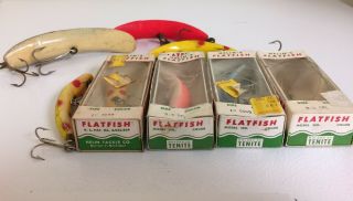 Vintage Helin ' s Fishing lure flatfish group - Some is Boxes 2