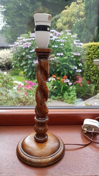 Vintage Oak Barley Twist Table Lamp