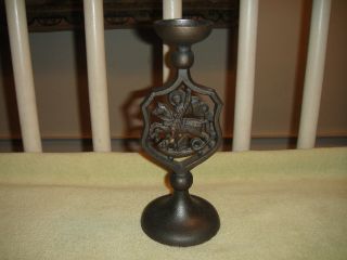 Archangel Michael Candlestick Holder - Gothic Metal Design - Religious Candle